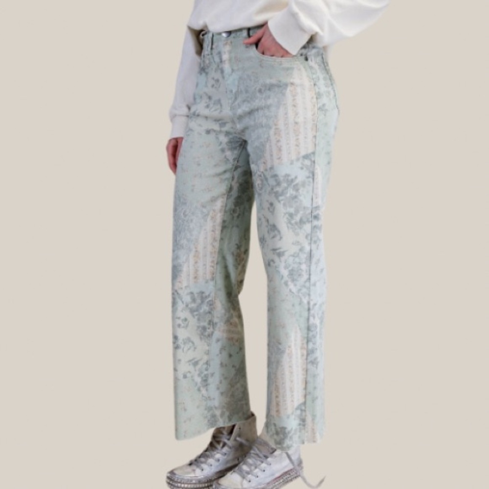 New In Patchwork Printed Stretch Twill Pants - image 6
